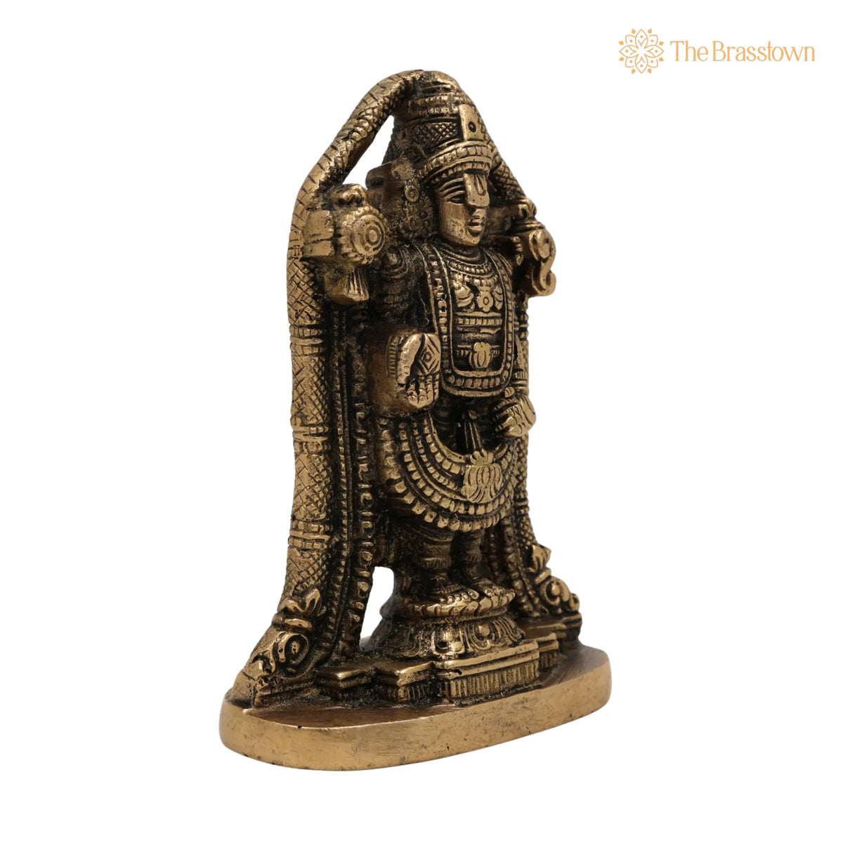 Venkateswara Balaji Brass Idol – Handcrafted Srinivasa Murti, Narayana Balaji Moorthi, Pooja Home Décor Spiritual Sculpture 5 Inch 2
