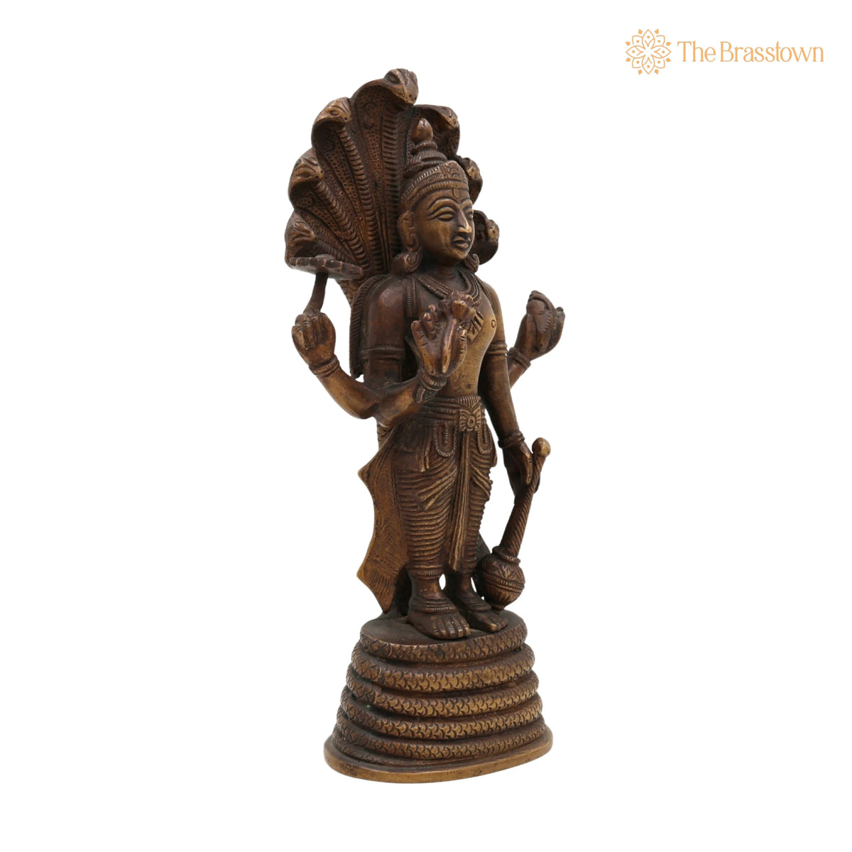 Brass Vishnu Idol – Narayana Murti, Padmanabha Murti, Home Décor & Pooja Idol, Handcrafted 9.5 Inch 2