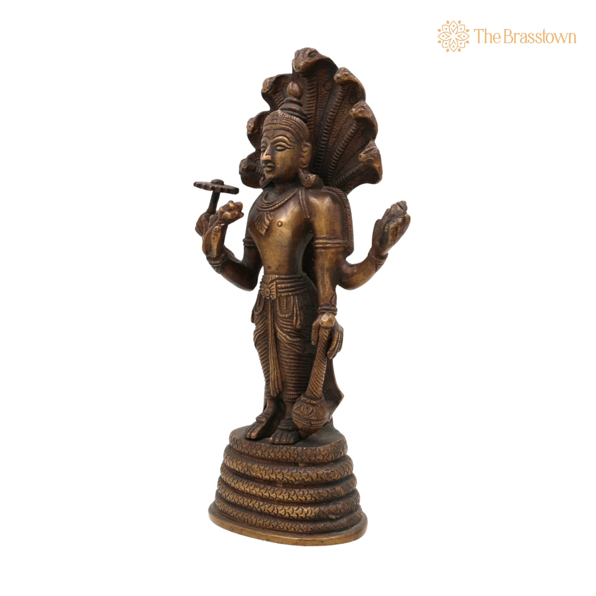 Brass Vishnu Idol – Narayana Murti, Padmanabha Murti, Home Décor & Pooja Idol, Handcrafted 9.5 Inch 3