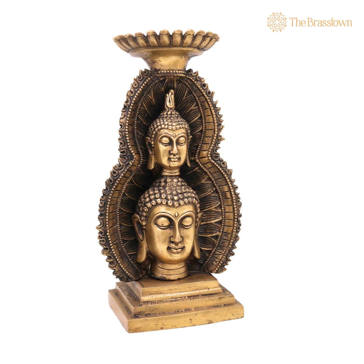 Brass Buddha Head Idol – Handcrafted Meditating Lord Buddha Face Murti, Spiritual Buddha Statue for Home, Pooja & Meditation Décor 12 Inch 2