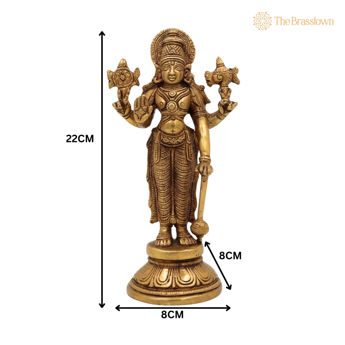 Brass Handmade Vishnu Idol – Narayana Murti, Temple & Pooja Décor, Spiritual Gift 9 Inch 5