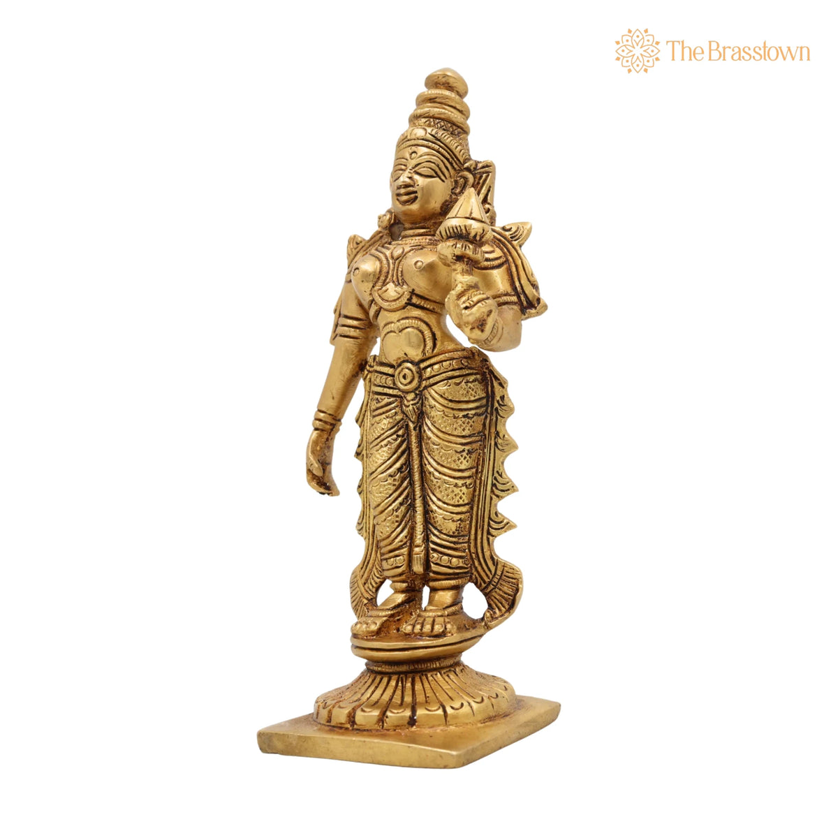 Handcrafted Brass Mahalakshmi Idol – Kamala Devi, Home Temple & Diwali Gift 6 Inch 3