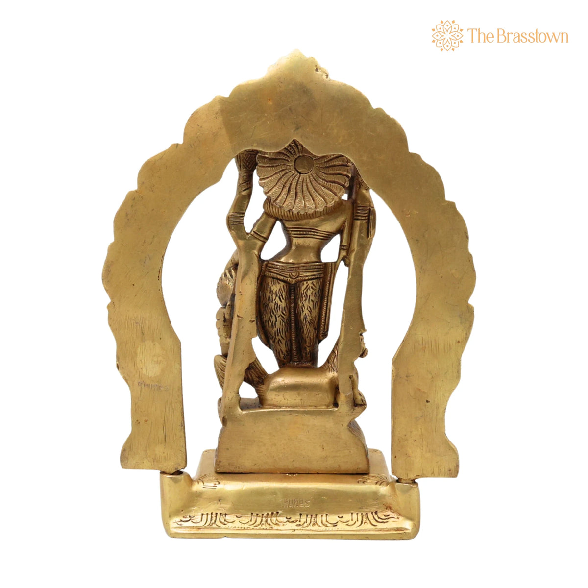 Brass Durga Maa Idol – Sherawali Mata Statue, Handmade Devi Murti with Prabhavali & Base for Puja, Home Mandir & Décor 8 Inch 4