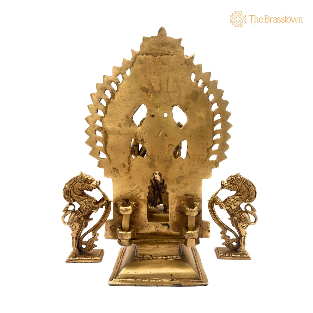Brass Ardhanarishvara Idols With Two Yali And Prabhavali – Handcrafted Ardhnarishwar Statue, Ardhnari, Lord Shiva And Parwathi Silai 11.5 Inch 4