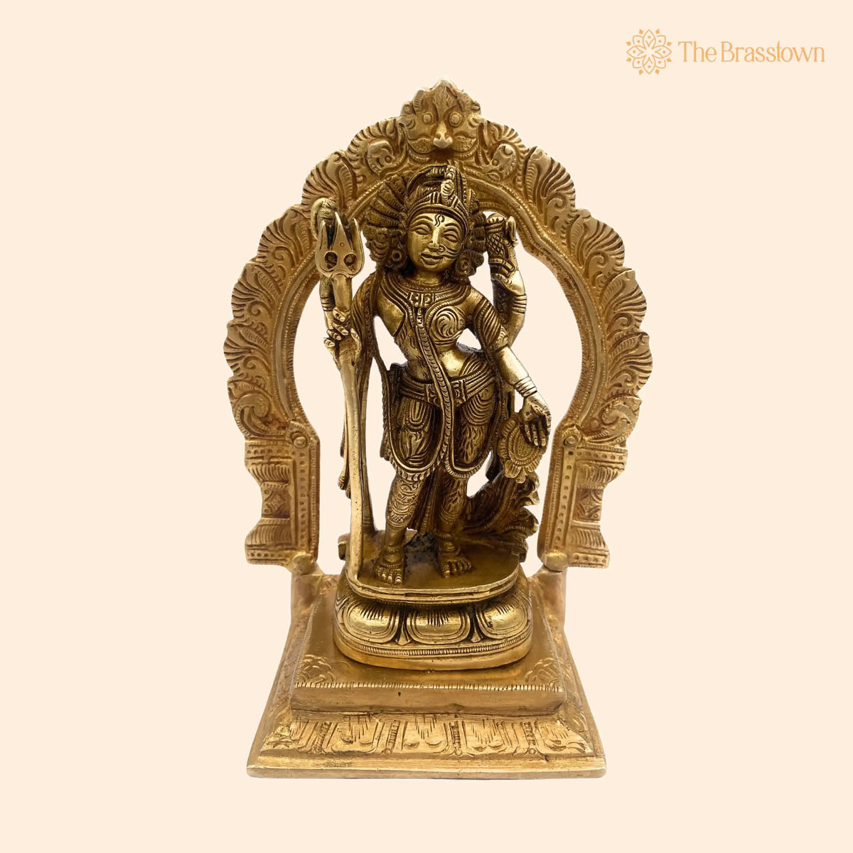 Brass Ardhanarishvara Statue with Prabhavali – Handcrafted Ideal for Home Décor and Pooja 8 Inch 1