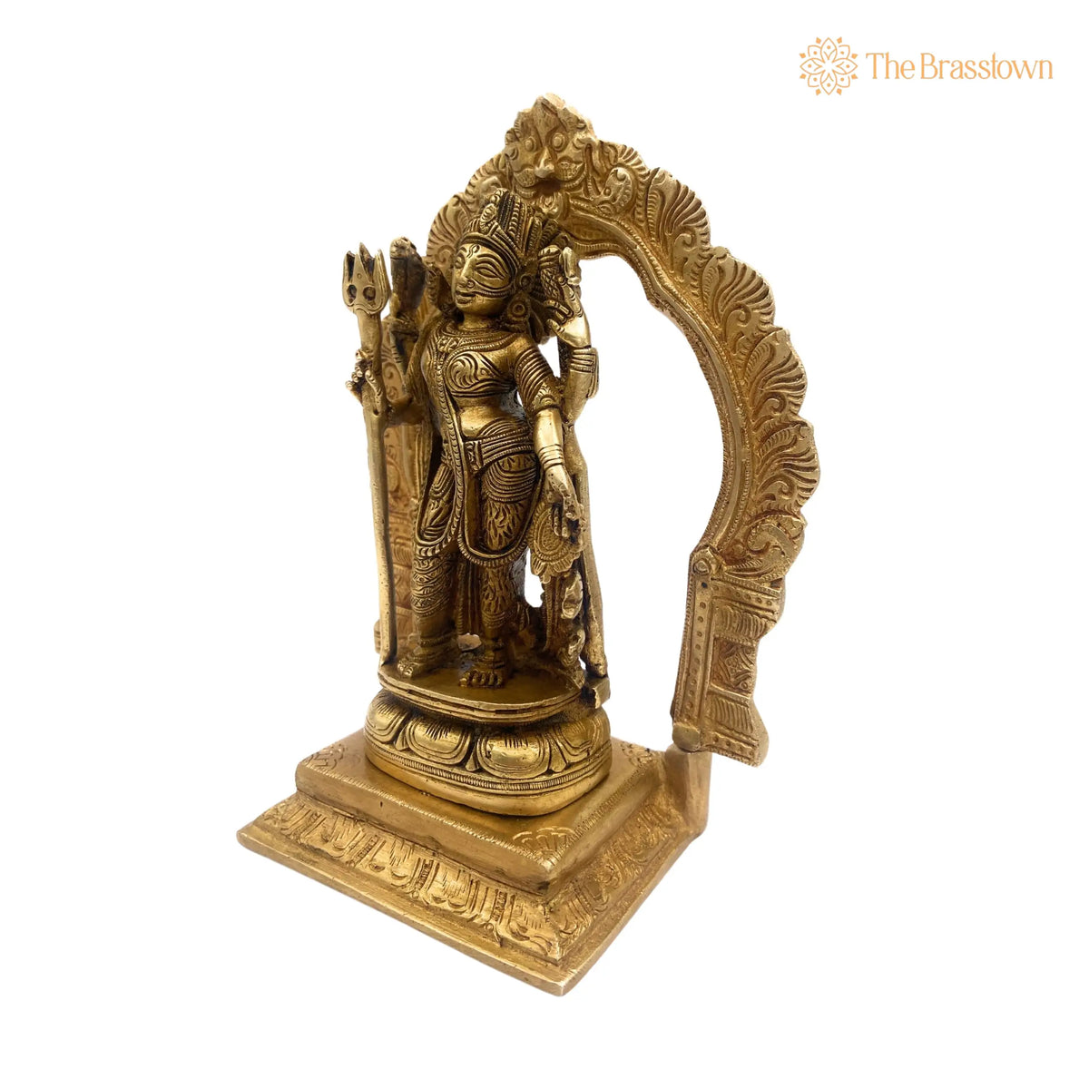 Brass Ardhanarishvara Statue with Prabhavali – Handcrafted Ideal for Home Décor and Pooja 8 Inch 2