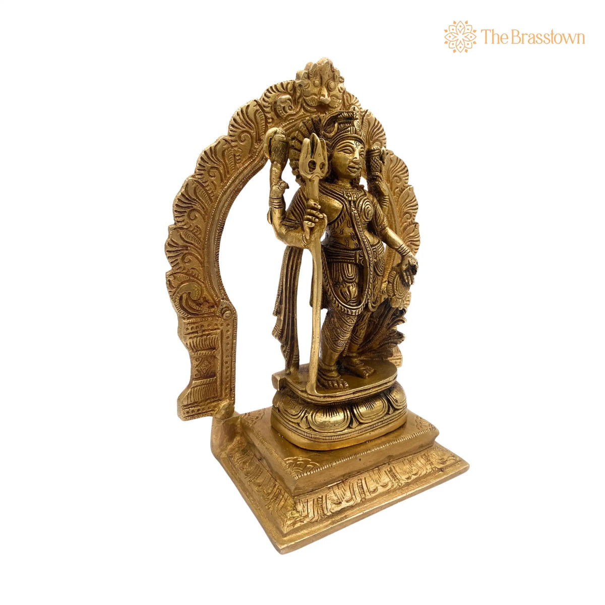Brass Ardhanarishvara Statue with Prabhavali – Handcrafted Ideal for Home Décor and Pooja 8 Inch 3