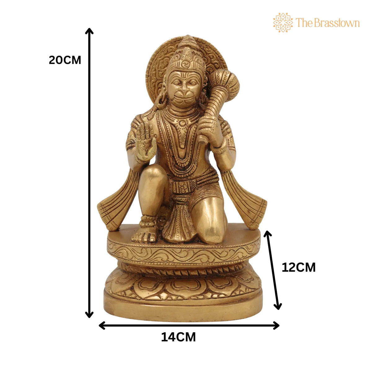 Handcrafted Brass Hanuman Idol – Maruti, Bajrang Bali, Anjaneya, Pavanputra, Mahavira Murti for Home Temple, Puja & Gifts 8 Inch 5