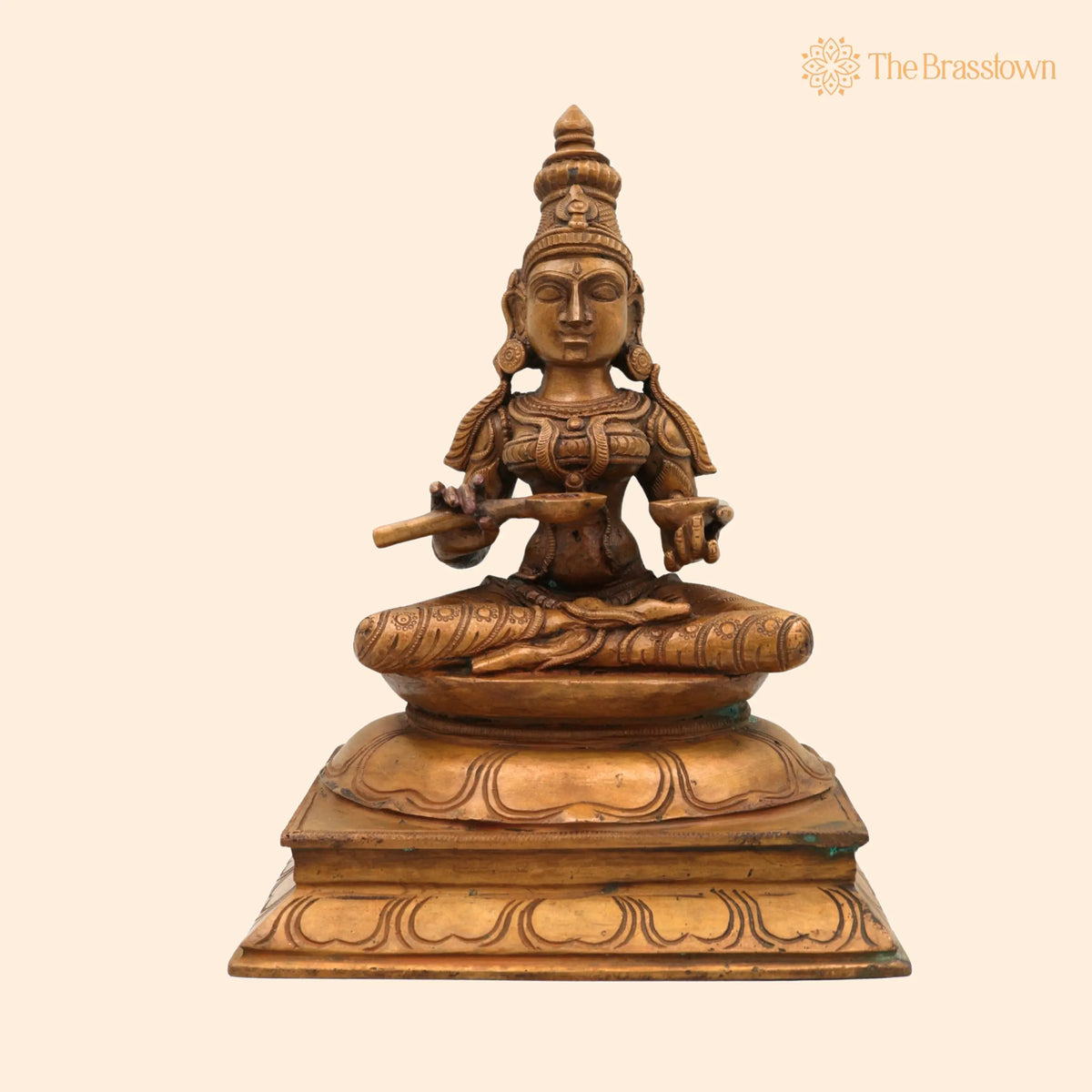 Bronze Goddess Annapurna Devi Idol – Handcrafted Panchaloha Annapoorna Ji Ki Murti, Annapoorani Annapurni Annapurani Annaporna Statue 9.5 Inch 1