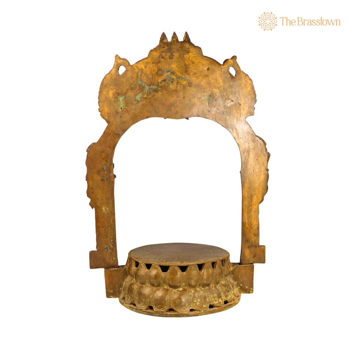 Bronze Lotus Chowki with Prabhavali – Handcrafted Traditional Pooja Stand 22 Inch 4