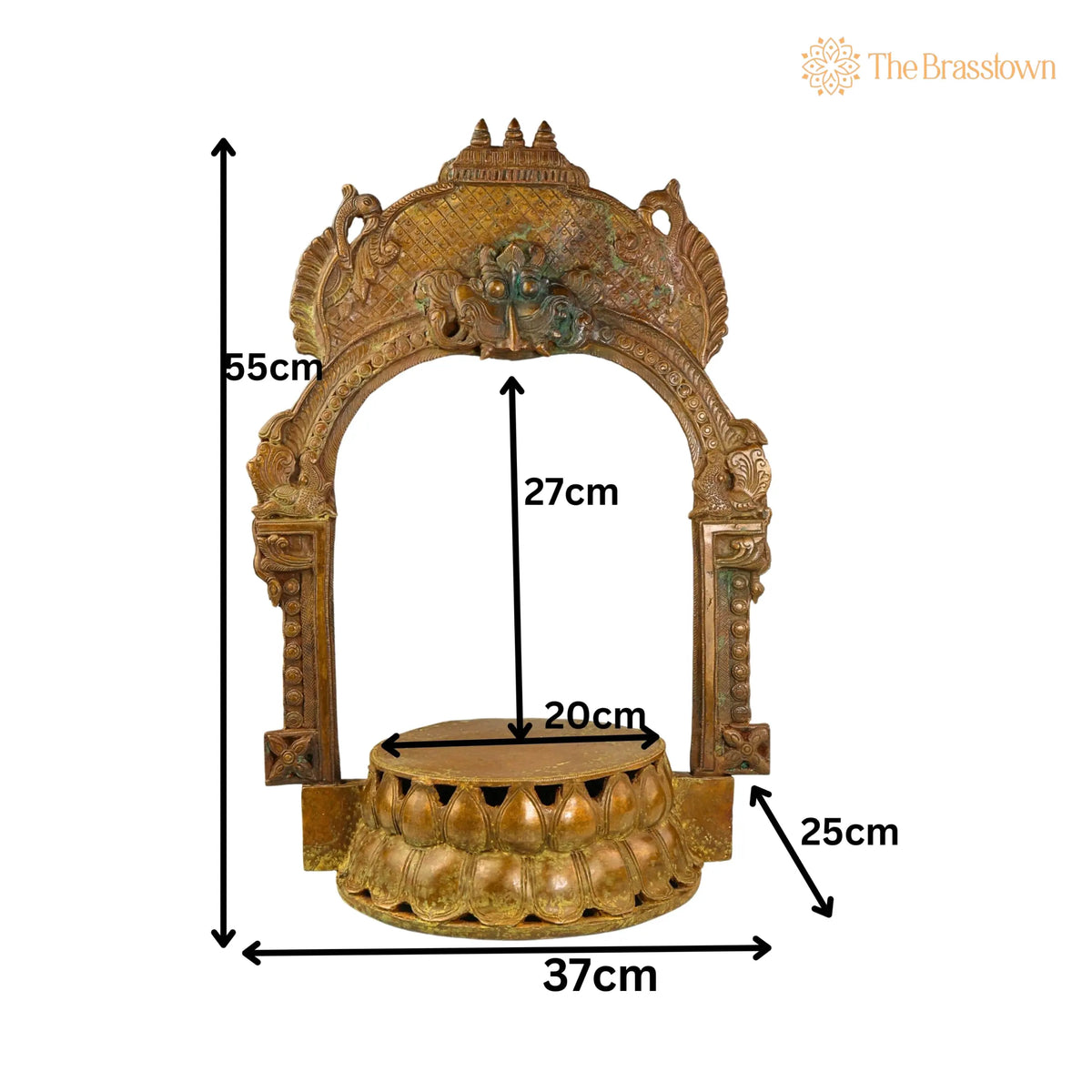 Bronze Lotus Chowki with Prabhavali – Handcrafted Traditional Pooja Stand 22 Inch 5