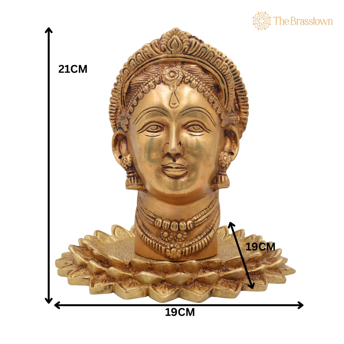 Handcrafted Brass Maha Lakshmi Face Idol on Lotus – Home Temple & Décor 8.5 Inch 5