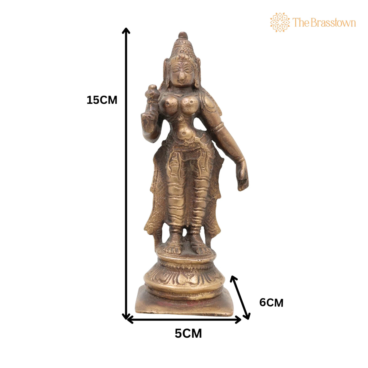Handcrafted Brass Parvati Idol – Gauri Uma Shakti Devi Moorti for Pooja Room, Home Temple & Spiritual Décor 6 Inch 5