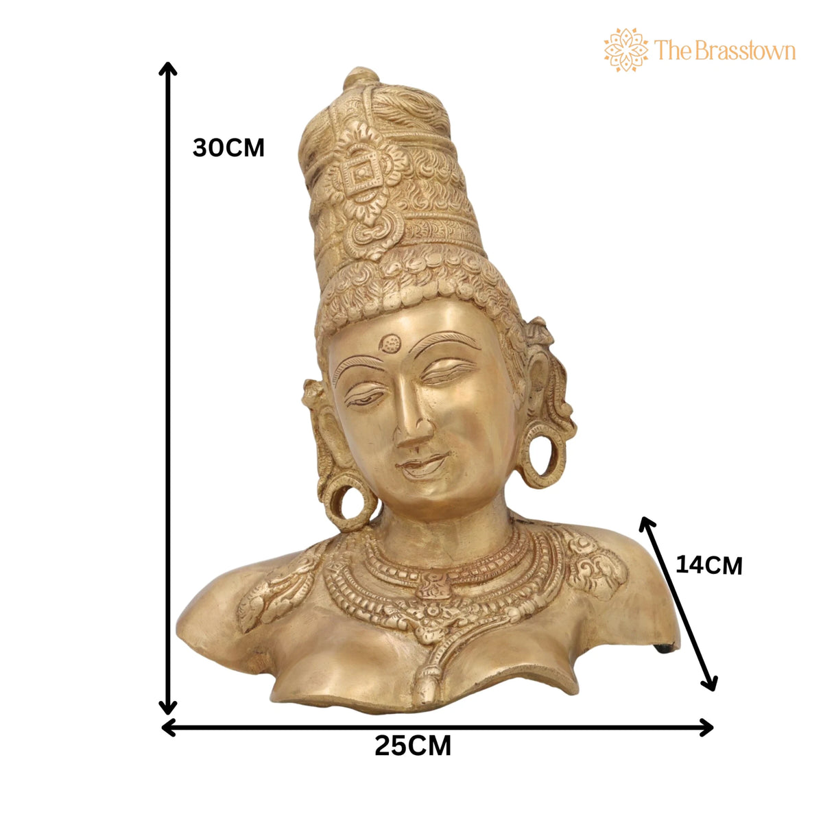 Brass Parvati Head Idol – Shakti Gauri Uma Devi Face Murti, Handcrafted Pittal Moorthi for Home Temple, Puja, Décor & Gifts 12 Inch 5