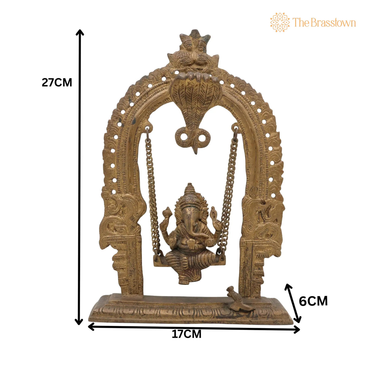Brass Bal Ganesha on Swing Jhula – Vinayaka Ganpati Cradle Idol, Handcrafted Ganesh Ji Murti for Home, Temple & Pooja Décor 11 Inch 5