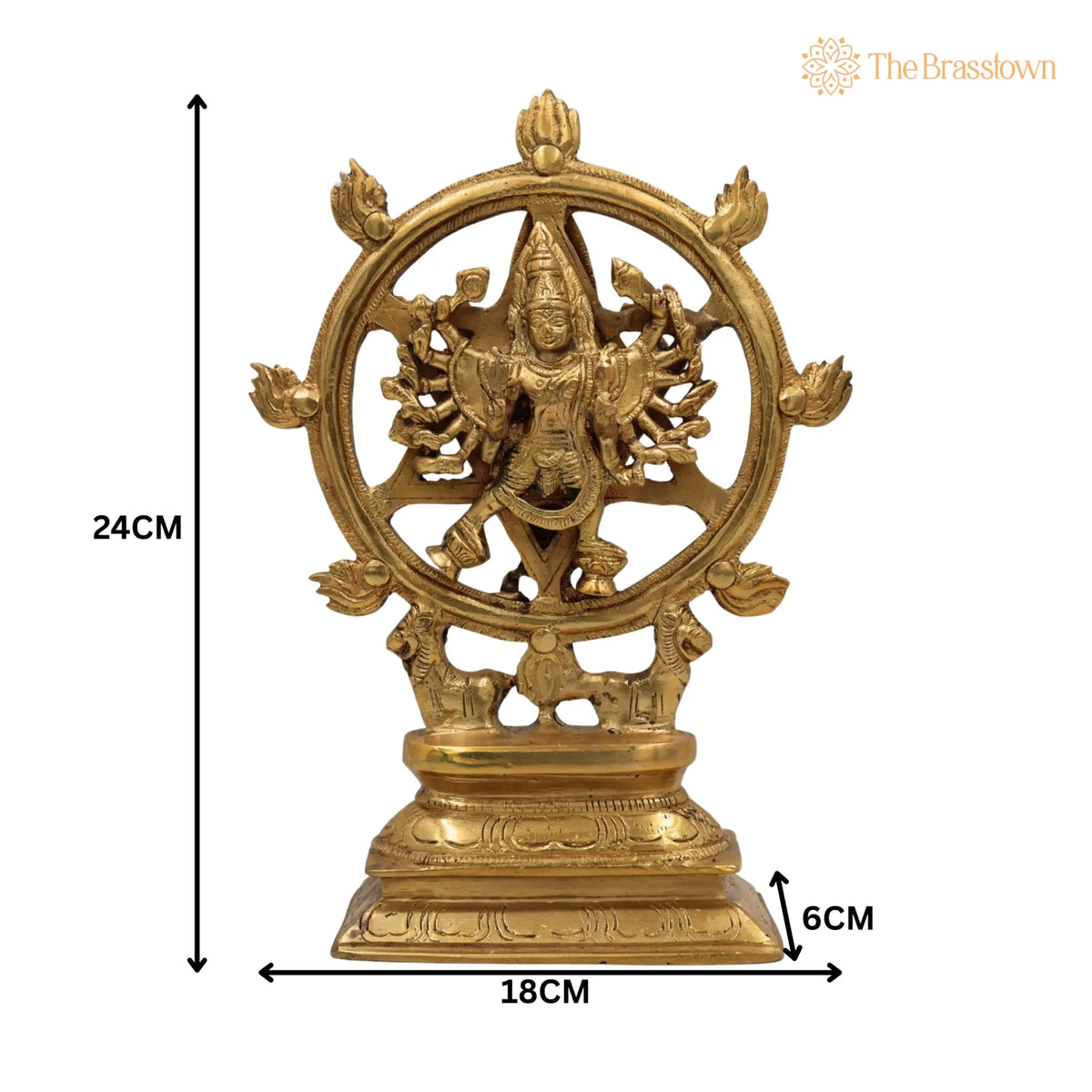 Handcrafted Brass Sudarshana Idol – Lord Sudarshana Murti, Chakrapani Deity, Sudarshana Chakra Statue for Pooja & Home Décor 9.5 Inch 5