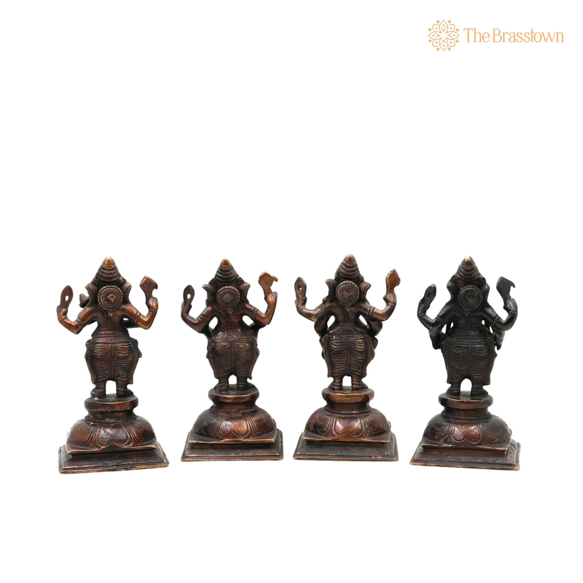 Brass Musical Ganesha Idol Set – Handcrafted Peetal Ganpati Playing Tabla Veena Flute Dholak for Puja, Home Mandir & Décor 7 Inch 4