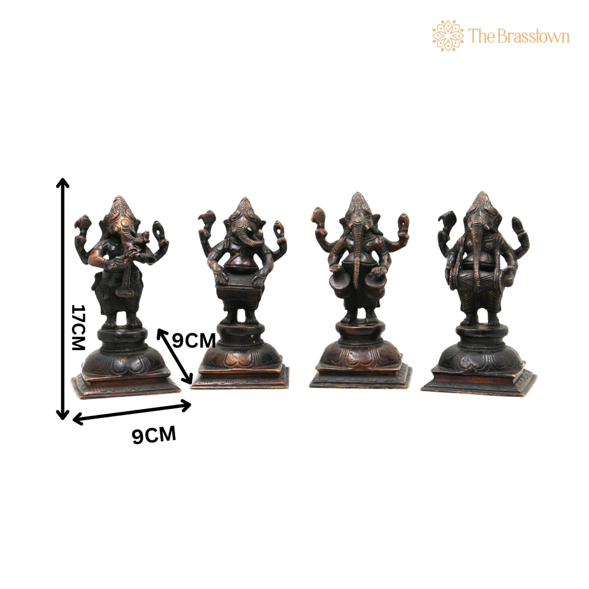 Brass Musical Ganesha Idol Set – Handcrafted Peetal Ganpati Playing Tabla Veena Flute Dholak for Puja, Home Mandir & Décor 7 Inch 5