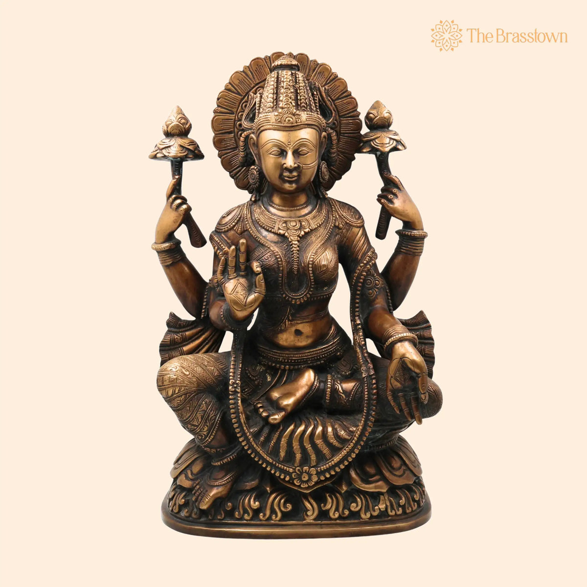 Handcrafted Mahalakshmi Brass Idol – Ashta Lakshmi Murti, Pital Kamala Devi Statue for Pooja, Home Temple & Décor 17 Inch 1