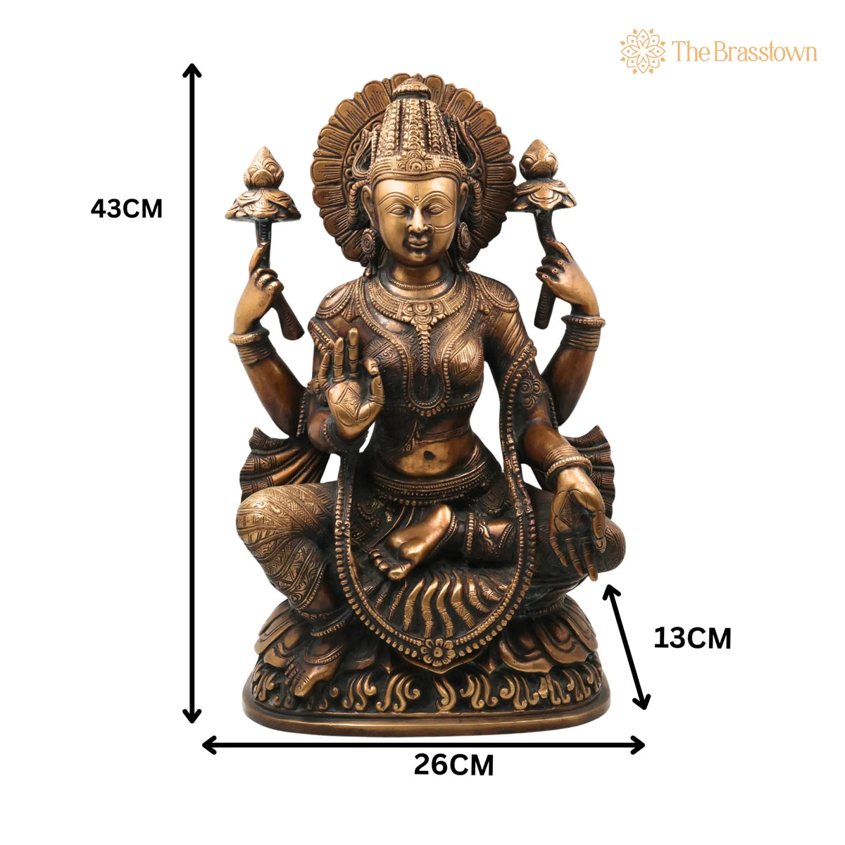 Handcrafted Mahalakshmi Brass Idol – Ashta Lakshmi Murti, Pital Kamala Devi Statue for Pooja, Home Temple & Décor 17 Inch 5