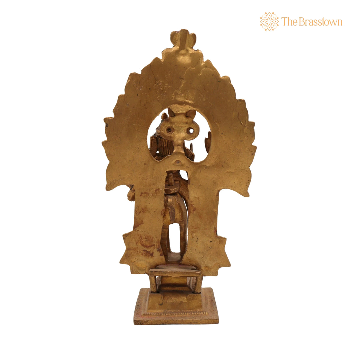 Brass Shiva Khandoba Idol on Horseback – Handcrafted Traditional Maharashtra Lost Wax Sculpture for Puja, Home Mandir & Décor 9.5 Inch 4
