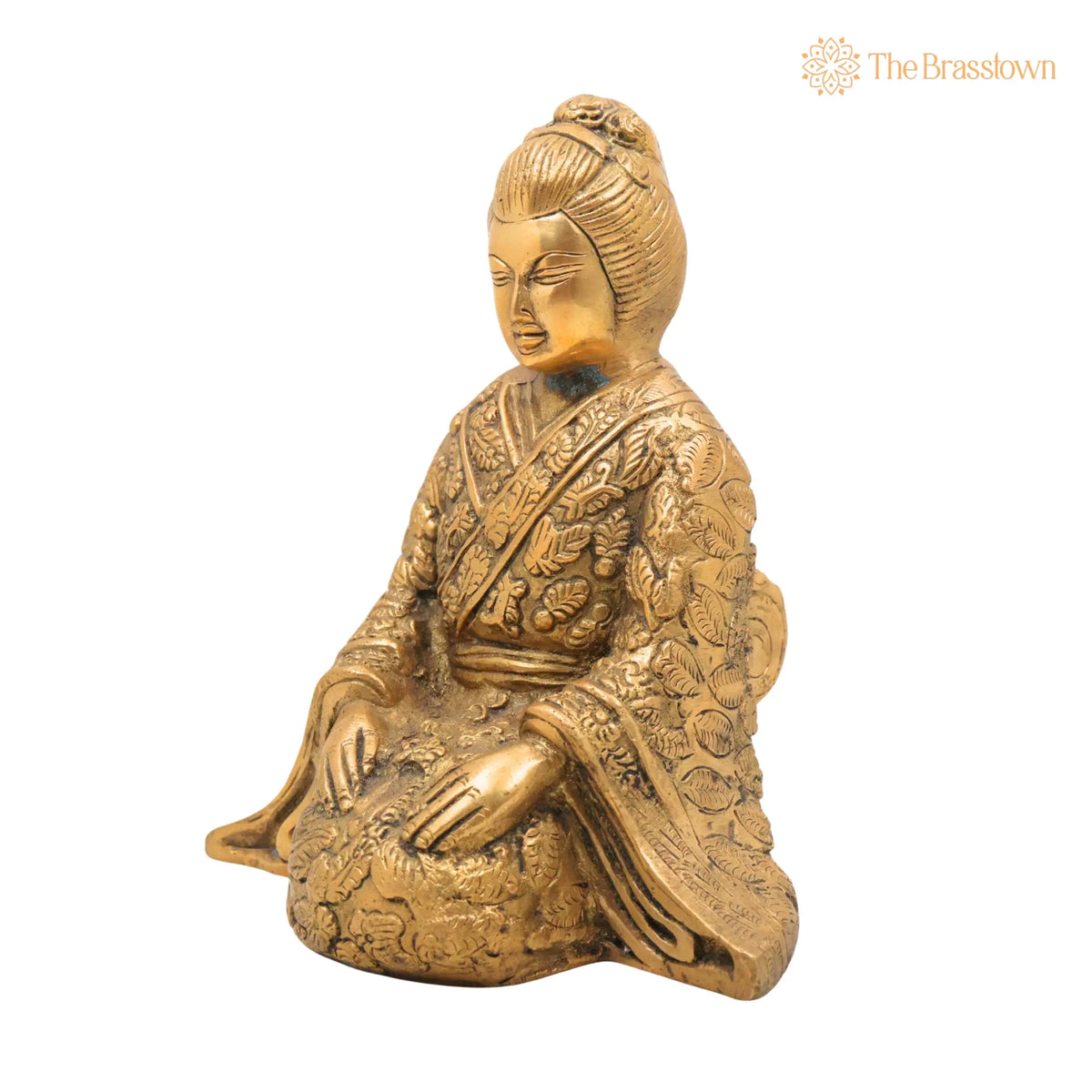 Brass Samurai Idol – Handcrafted Peetal Japanese Bushido Warrior Statue, Katana Ronin Murti, Antique Pital Samurai Décor 7 Inch 3