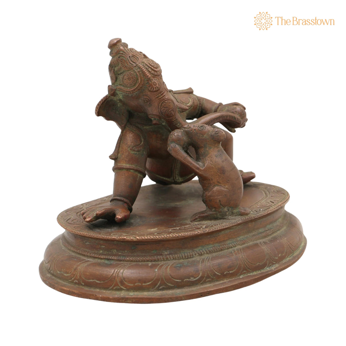 Bal Ganesha Playing with Mouse Idol in Panchaloha – Handmade Bronze Vinayaka with Mushika, Krida Ganapathi for Puja, Home Mandir & Décor 4.5 Inch 2