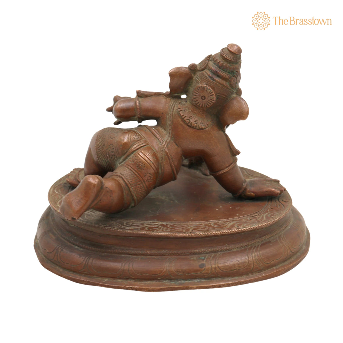 Bal Ganesha Playing with Mouse Idol in Panchaloha – Handmade Bronze Vinayaka with Mushika, Krida Ganapathi for Puja, Home Mandir & Décor 4.5 Inch 4