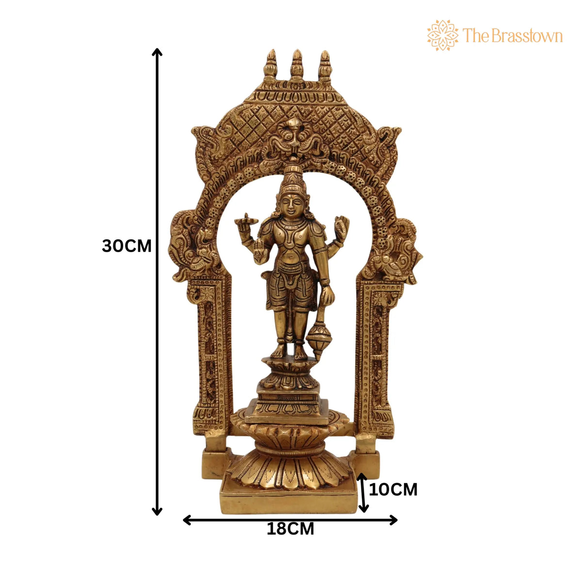 Handcrafted Brass Vishnu Idol with Temple Style Prabhavali Peetam – Narayana, Puja, and Décor 10.5 Inch 5