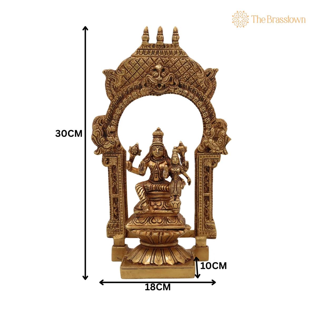 Brass Vishnu Lakshmi Idol with Temple Style Prabhavali Peetam – Handcrafted Narayana Lakshmi Murti, Home Décor & Gifting 10.5 Inch 5