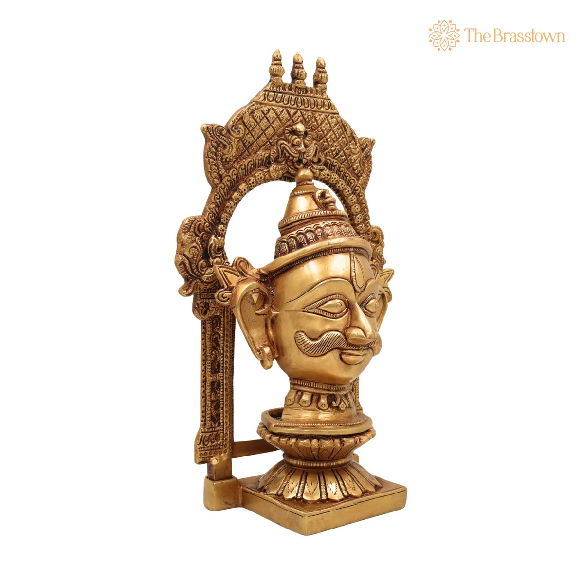 Brass Shiva Face Idol with Prabhavali – Mahadev Murti, Shankar Bholenath Statue, Handmade Home & Temple Décor 10.5 Inch 2