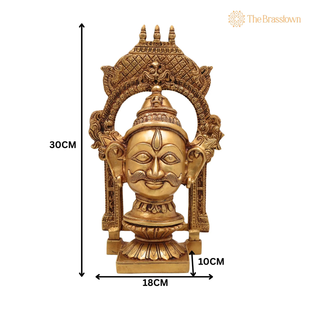 Brass Shiva Face Idol with Prabhavali – Mahadev Murti, Shankar Bholenath Statue, Handmade Home & Temple Décor 10.5 Inch 5