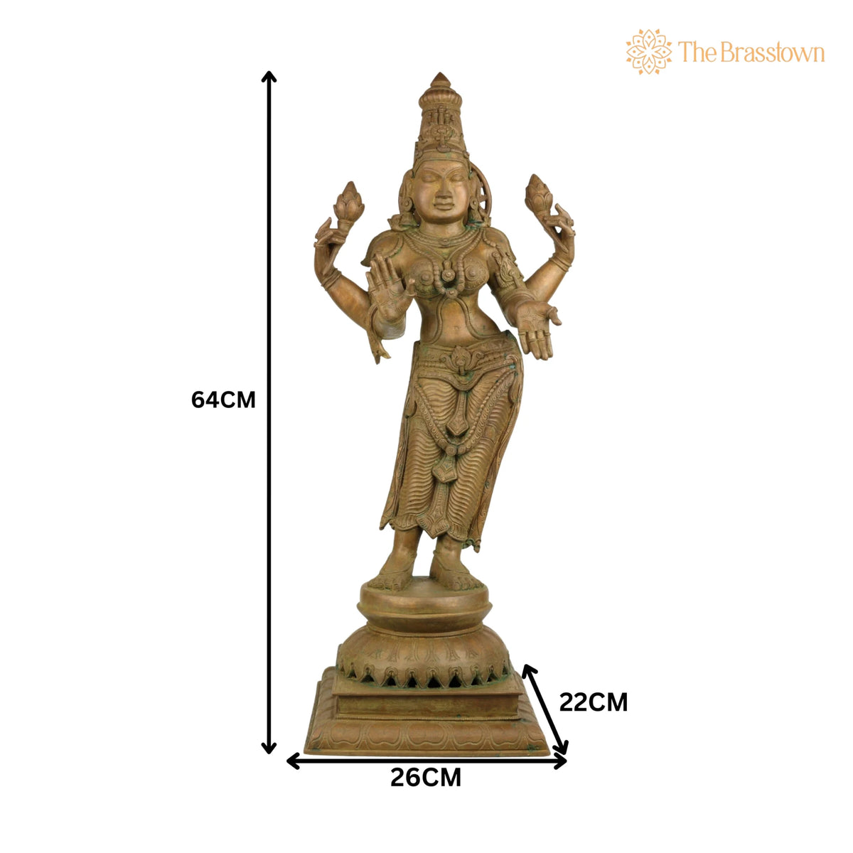 Handcrafted Panchaloha Mahalakshmi Idol – Bronze Sri Lakshmi / Gaja Lakshmi / Padma Devi Statue for Temple & Home Décor 25.5 Inch 5