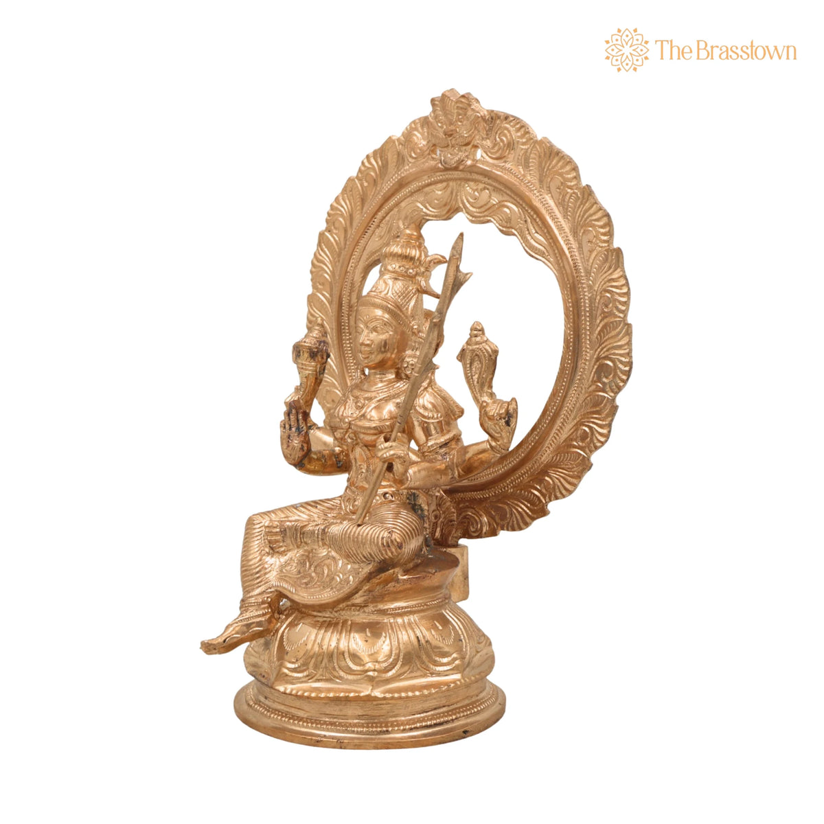 Handmade Bronze Raja Rajeshwari Idol – Panchaloha Tripurasundari Murti, Lalitha Devi & Shodashi Devi Sculpture 8 Inch 3