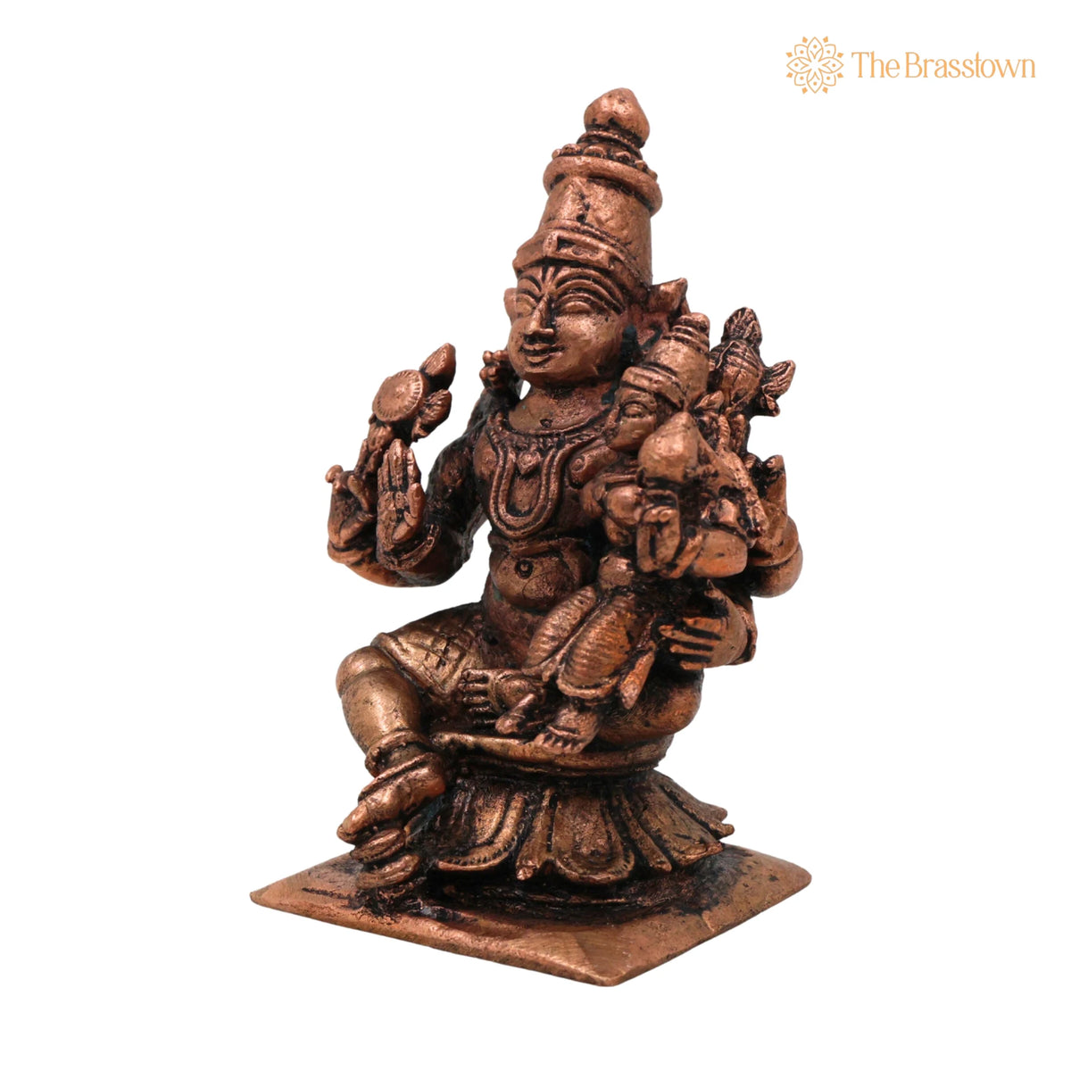 Copper Vishnu Lakshmi Idol – Thamra Lakshmi Narayana Idol, Handmade Pooja Moorti 3 Inch 3
