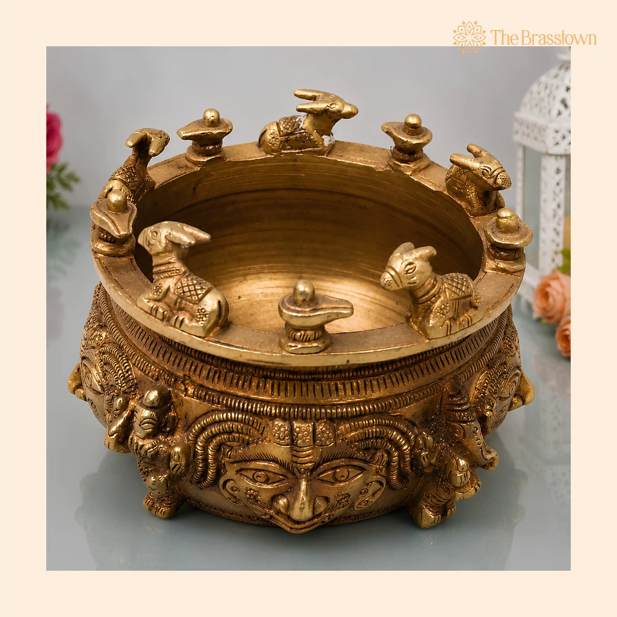 Brass Shivlingam with Nandi Pooja Bowl – Handmade Shiva Linga Idol (Shiva Ling, Shivling, Mahalingam, Jyotirlingam 4 Inch 1