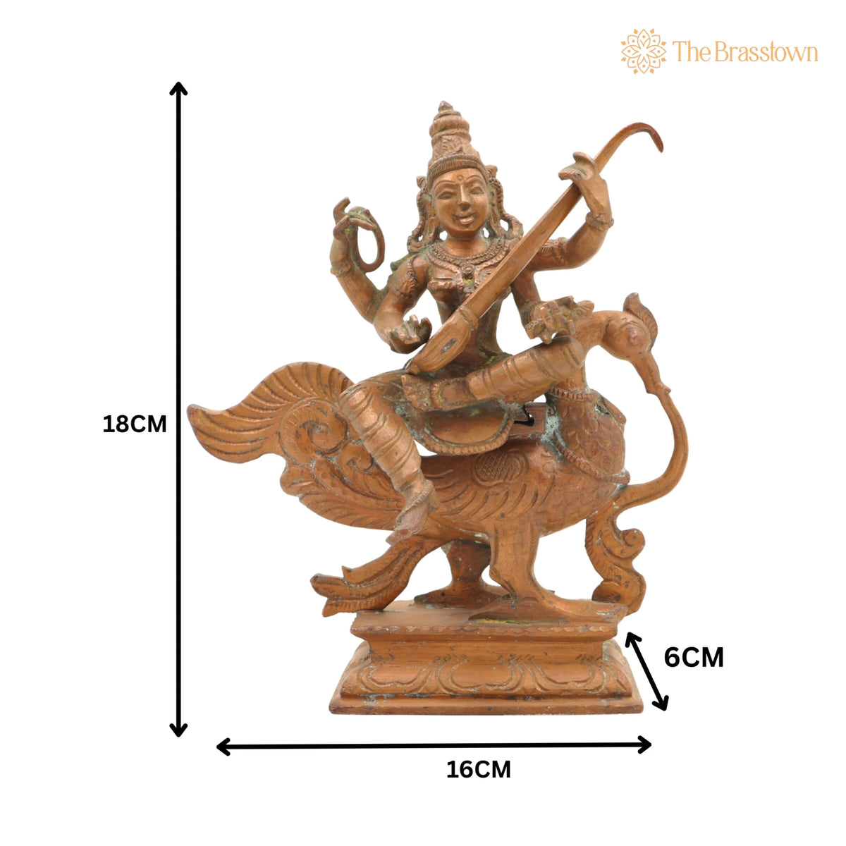 Handcrafted Bronze Saraswati Idol – Panchaloha Veena Goddess Murti, Sharada, Vani, Vagdevi Statue for Home, Temple & Pooja Décor 7 Inch 5