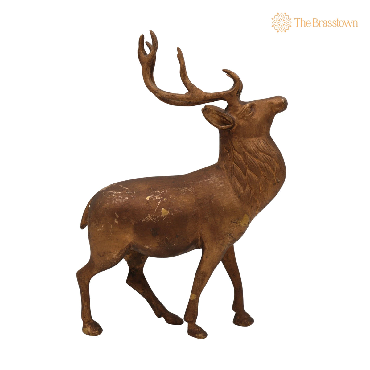 Brass Deer Idol Hiran Mrig Statue – Handcrafted Peetal Pittal Figurine, Antique Decorative Showpiece for Home, Temple & Pooja Room 10.5 Inch 2