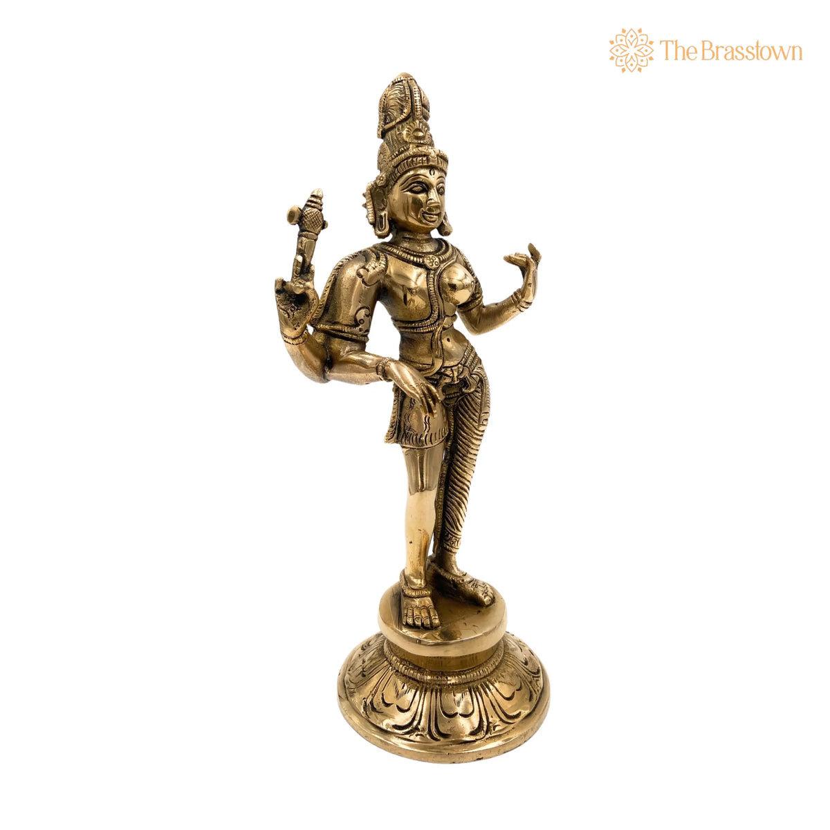 Brass Ardhanarishvara Idol – Handcrafted Divine Ardhnarishwar Statue for Home Décor 11 Inch 3