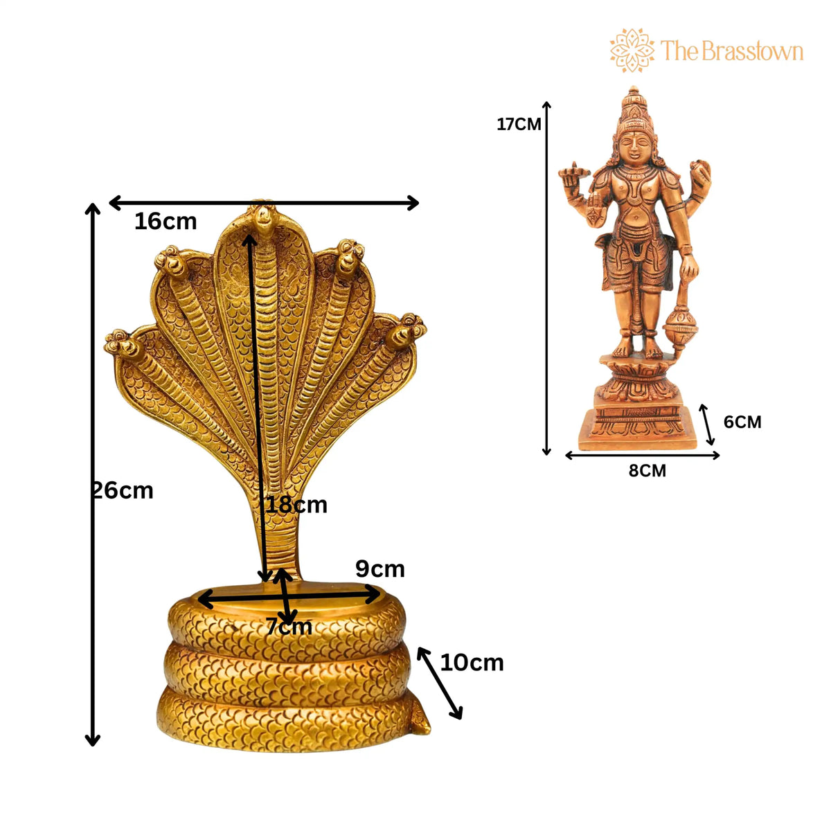Brass Vishnu on Sheshnag Idol – Handcrafted Peetal Murti of Narayana, Temple, and Office Décor 10.5 Inch 5
