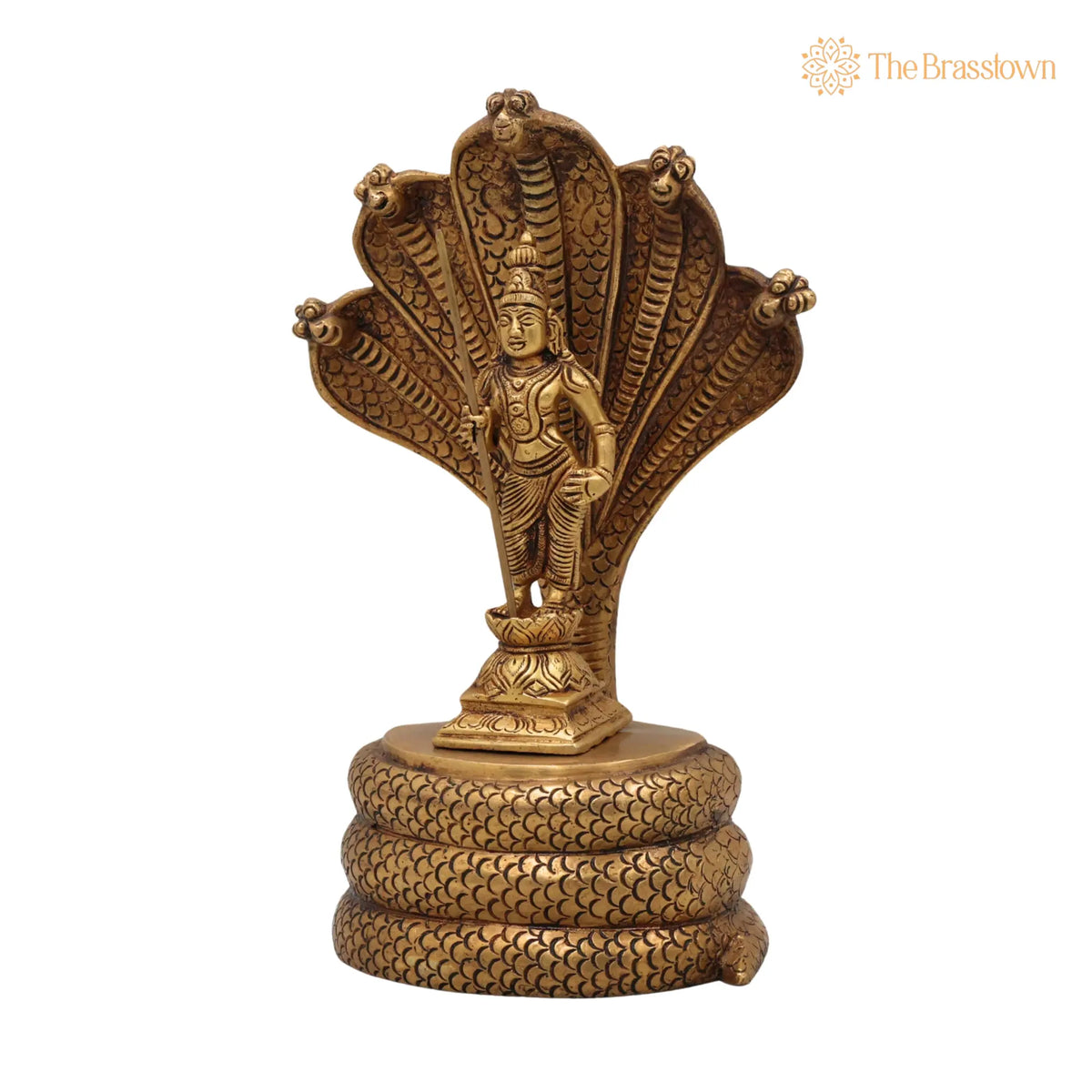Handcrafted Brass Murugan with Sheshnag Idol – Lord Kartikeya, Skanda, Subramanya for Puja, Home Mandir & Décor 10.5 Inch 3