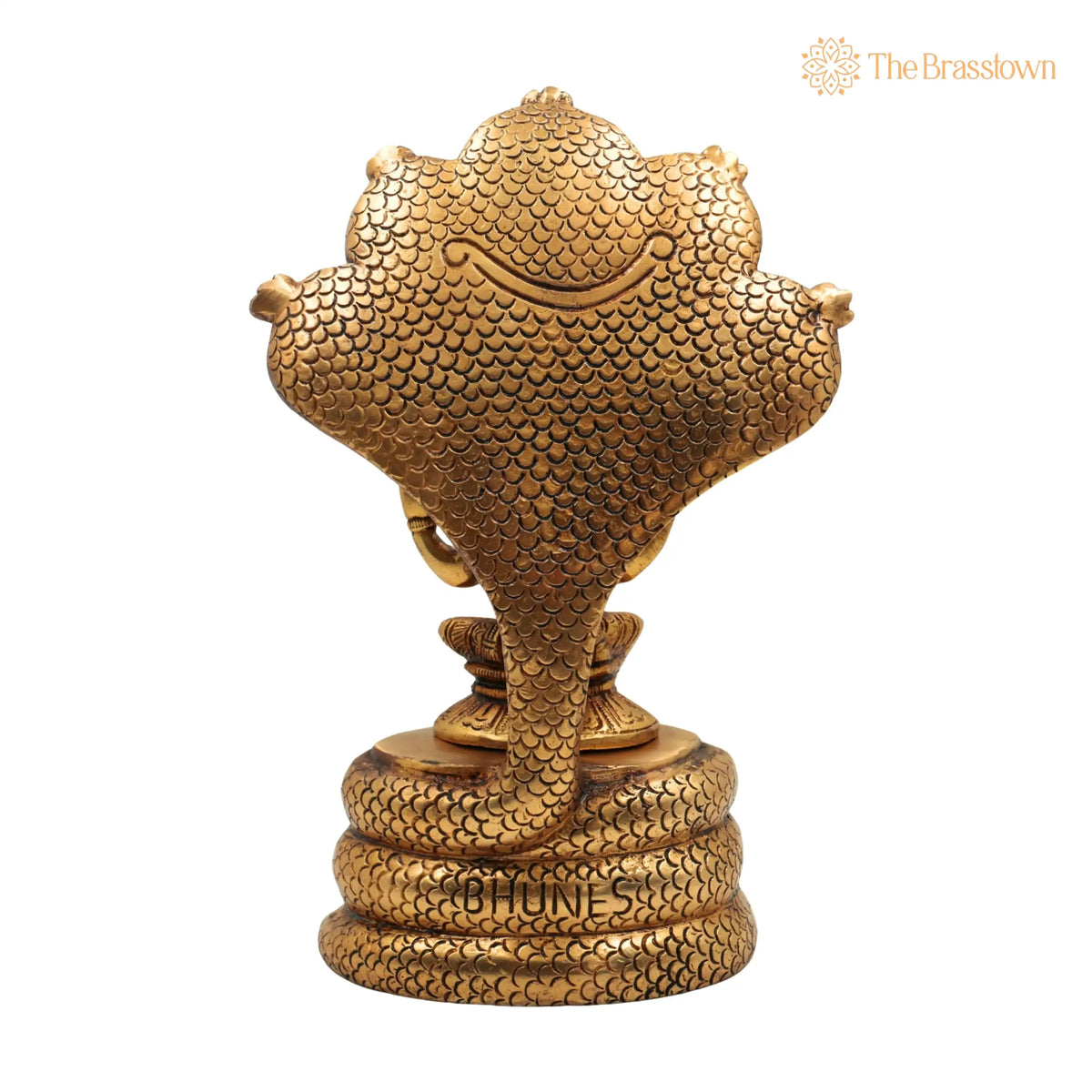 Brass Goddess Mariamman Idol on Sheshnag – Handcrafted Mariamma Murti, Mariyammal Vigraha, Aadi Mariamman Statue 10.5 Inch 5