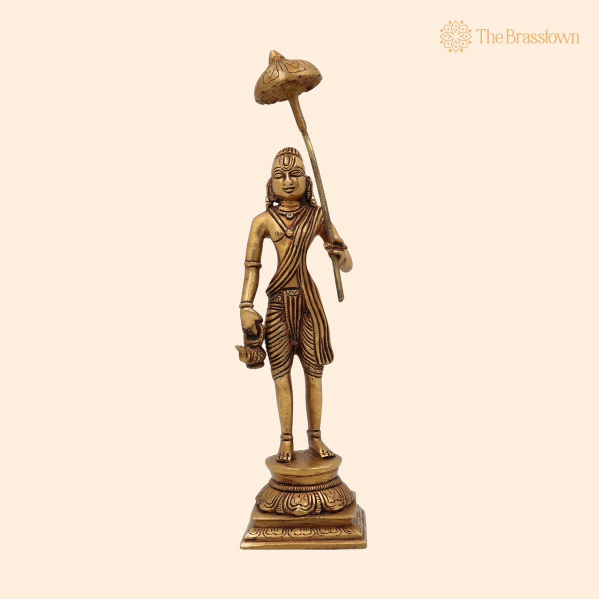 Handcrafted Brass Vamana Idol – Trivikrama, Urukrama, Upendra, Dadhivamana Murti, Lord Vishnu Dashavatara Statue for Home 11 Inch 1