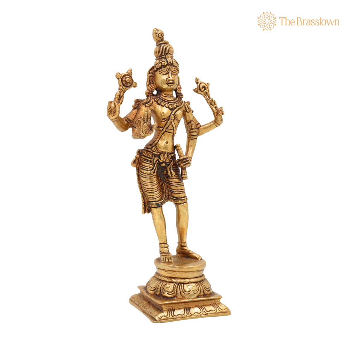 Brass Krishna Idol – Handcrafted Lord Krishna Murti, Gopal Vigraham, Radha Krishna Statue, Balakrishna Murti for Pooja, Temple & Home Décor 9 Inch 2