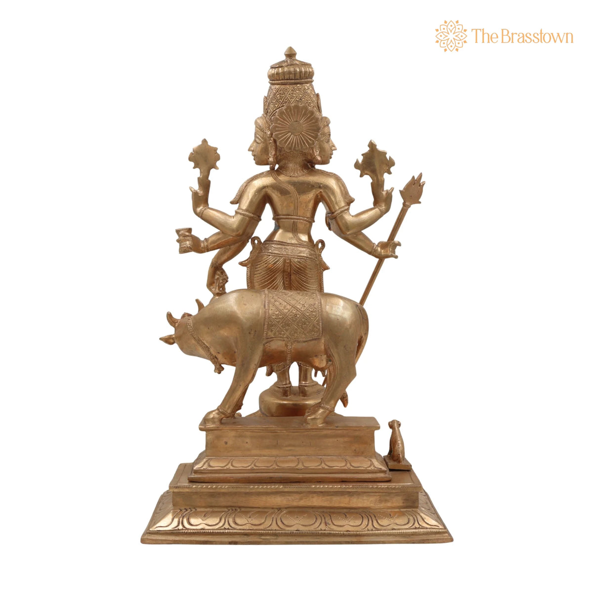 Handmade Bronze Panchaloha Dattatreya Idol – Chola Art Lord Datta, Sri Datta Guru, Trimurti Datta, Dattaguru Temple Sculpture 19 Inch 4