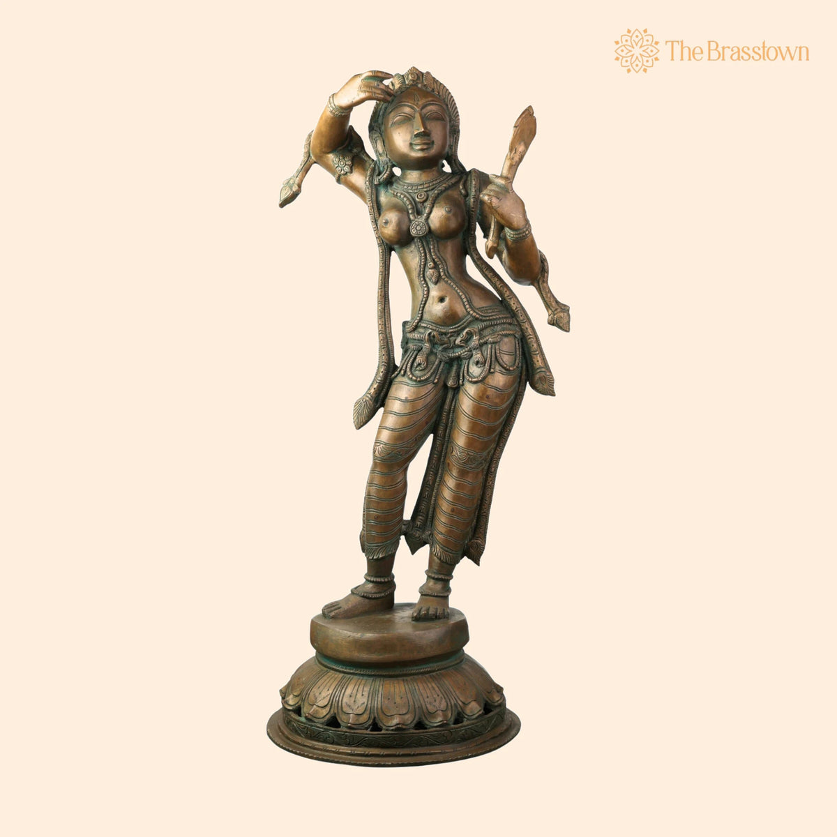 Handcrafted Panchaloha Bronze Apsara Idol for Puja, Home Mandir & Décor 25.5 Inch 1