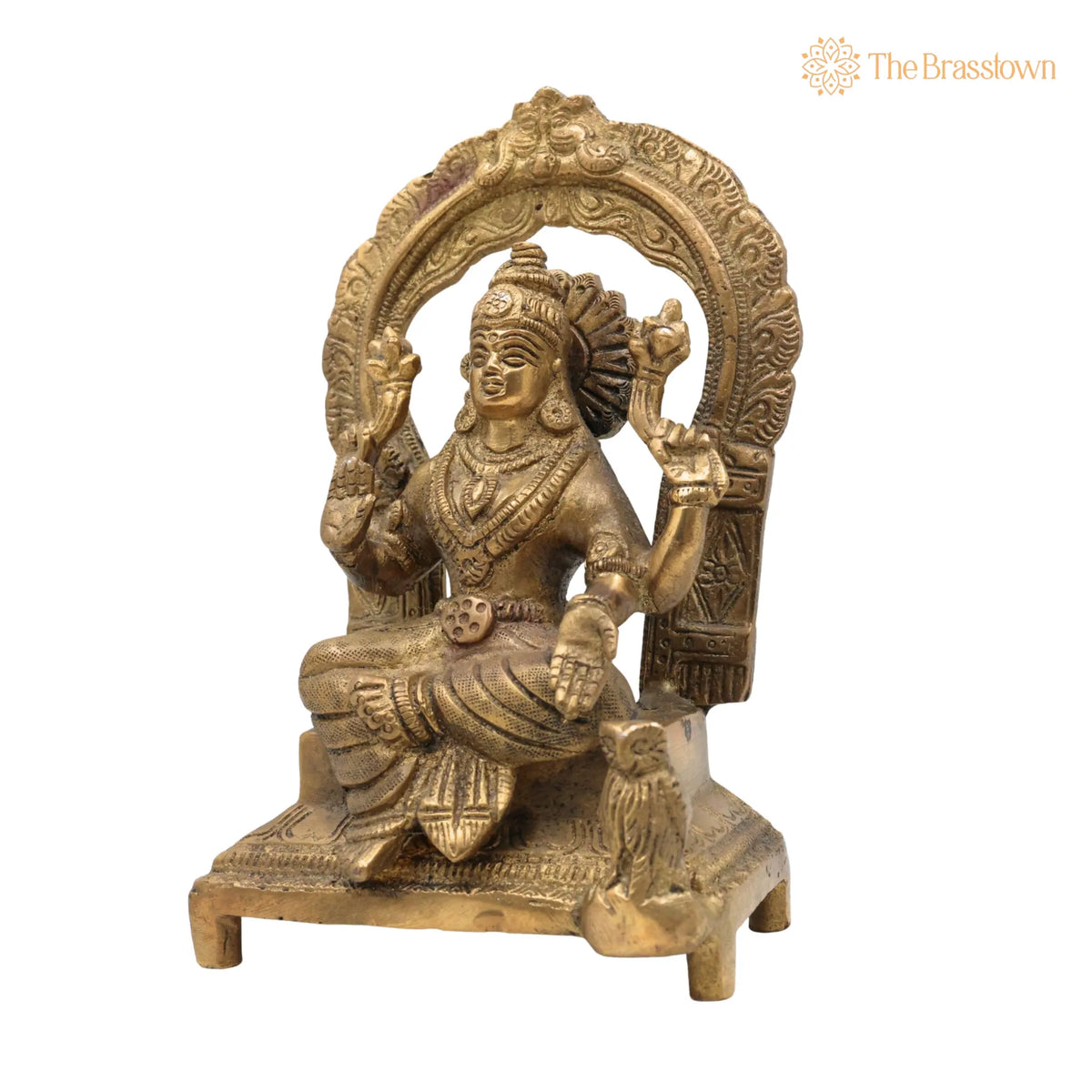 Handcrafted Brass Mahalakshmi Idol with Prabhavali – Pital Shri Devi Laxmi Murti for Pooja, Home Temple & Décor 7 Inch 3