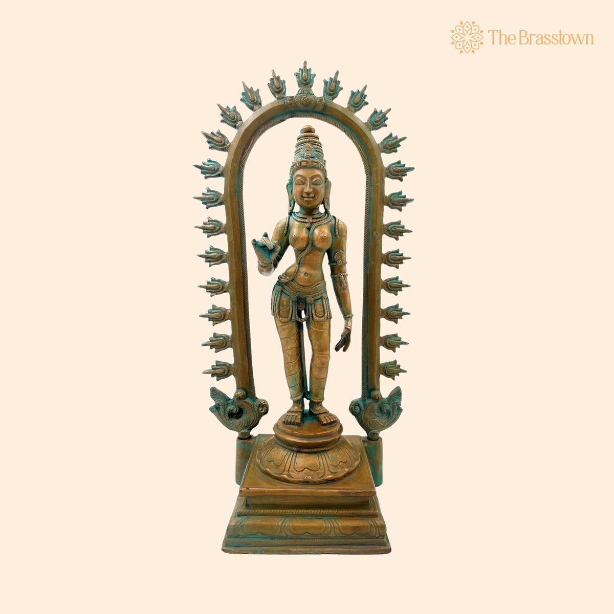 Handcrafted Bronze Goddess Parvati Idol – Panchadhatu Adi Parashakti Silai, Parvati Murti for Pooja, Home Décor 15 Inch 1