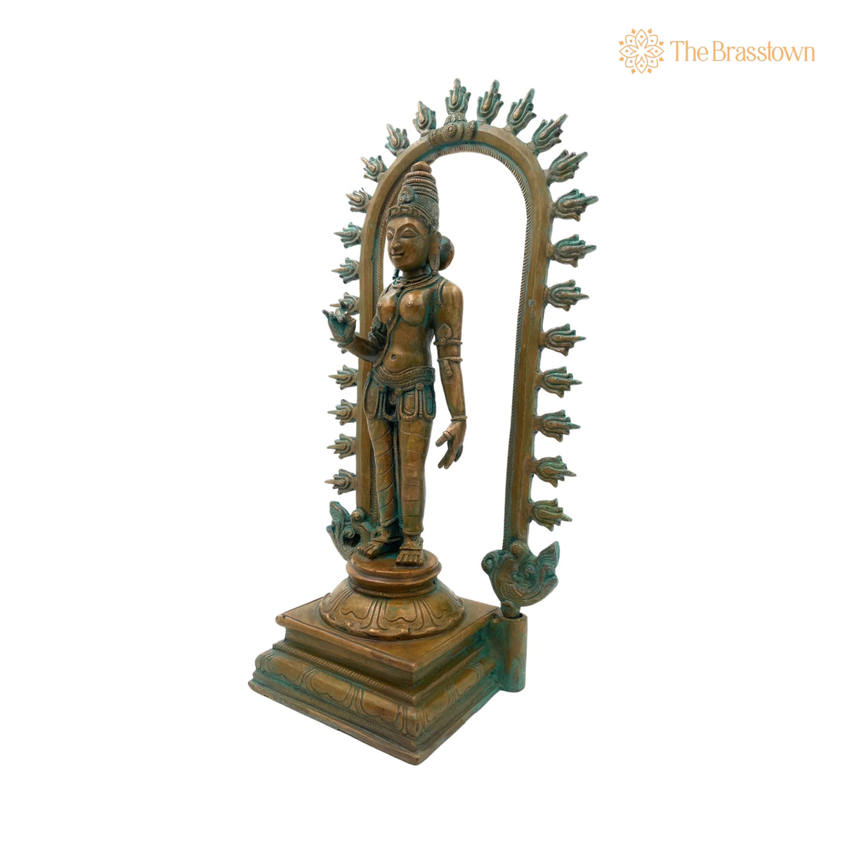 Handcrafted Bronze Goddess Parvati Idol – Panchadhatu Adi Parashakti Silai, Parvati Murti for Pooja, Home Décor 15 Inch 3