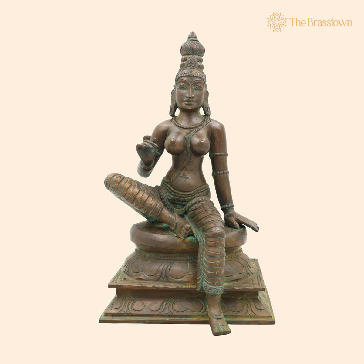 Handcrafted Bronze Parvati Idol – South Indian Chola Art Devi Murti for Puja & Décor 9.5 Inch 1